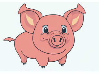 vector illustration of cute pig cartoon isolated on white background