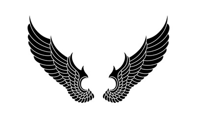 Obraz premium vector silhouette angel wings logo