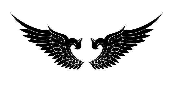 vector silhouette angel wings logo
