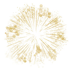 Golden fireworks design on transparent background. Fireworks icon. Design for decorating,background, wallpaper, illustration