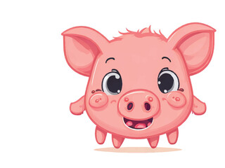 vector illustration of cute pig cartoon isolated on white background