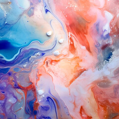 Fototapeta premium Marble ink abstract art from. Abstract liquid painting texture closeup, Luxury colors. Generative AI