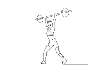 beautiful fit young woman lifting barbell sportsman lifestyle line art