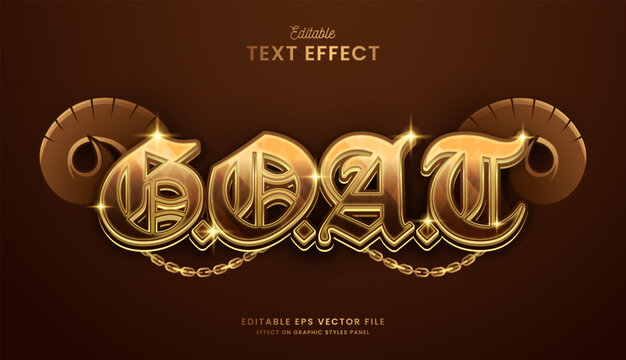 decorative golden goat color editable text effect vector design