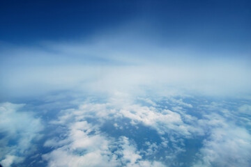 Fototapeta na wymiar beautiful blue sky with cumulus clouds for abstract background, aerial view