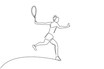 young girl child playing tennis sport holding racket shooting activity lifestyle line art