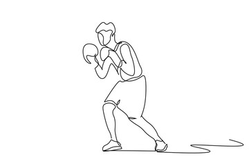 young person boxing sport training sport lifestyle line art