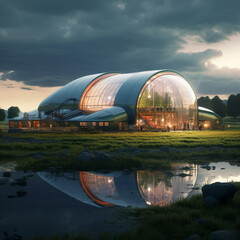 Obraz premium Biosphere architecture for the future Generative AI