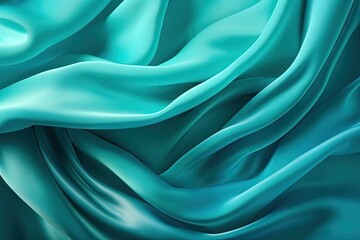 Fototapeta premium Turquoise and aqua cloth with creases on multicolored Generative AI