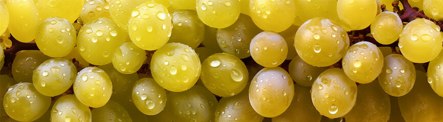 Top down view of fresh Chardonnay grapes with drops of water. Generative AI