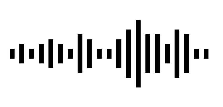 Pixel stereo waveform. Audio music sound wave. Audio spectrum. Equalizer, vibration, soundwave, voice.