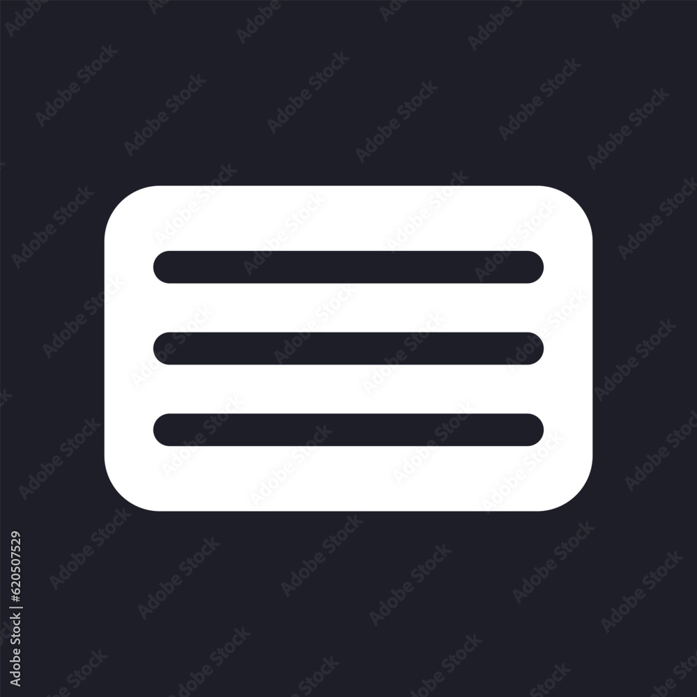 Poster hamburger menu button dark mode glyph ui icon. interactive element. user interface design. white sil