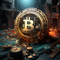 The image represents Bitcoin, a decentralized digital cryptocurrency operating on a blockchain network, allowing peer-to-peer transactions globally without the need for intermediaries.
