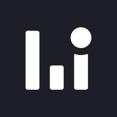 Analytic app notification dark mode glyph ui icon. Financial management. User interface design. White silhouette symbol on black space. Solid pictogram for web, mobile. Vector isolated illustration