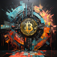 The image represents Bitcoin, a decentralized digital cryptocurrency operating on a blockchain network, allowing peer-to-peer transactions globally without the need for intermediaries.
