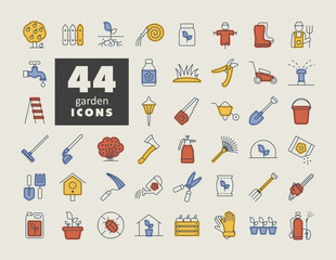 Gardening and Planting isolated vector icons set