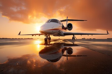 modern lear jet flying in clouds