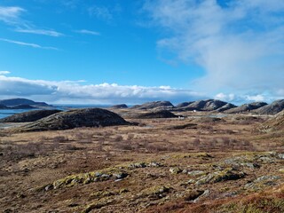 majestic sea and ocean view from the island of Herøy in nordland municipality, popular tourist destination 