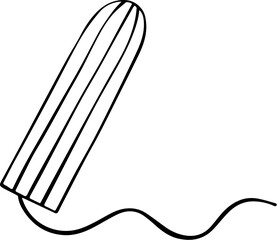 Vector line illustration of a tampon for menstruation. Means of intimate female hygiene. Hand drawn.