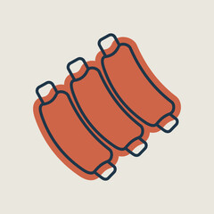 Ribs vector icon food meat. Barbecue and bbq grill