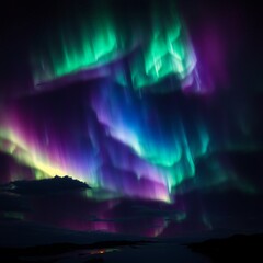 aurora borealis sky, black background