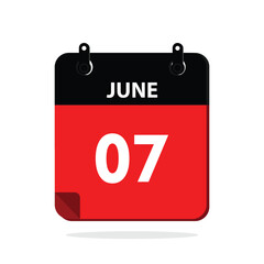calender icon, 07 june icon with white background