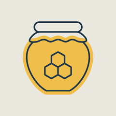 Jar with honey vector icon. Farm animal sign
