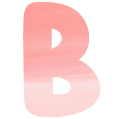 Red and pink gradient letter, Watercolor pattern, Hand drawn
