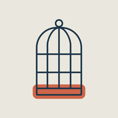 Empty bird cage vector icon. Pet animal sign