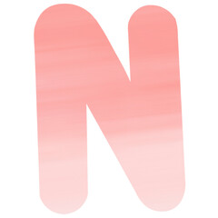 Red and pink gradient letter, Watercolor pattern, Hand drawn