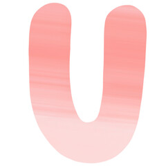 Red and pink gradient letter, Watercolor pattern, Hand drawn