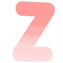 Red and pink gradient letter, Watercolor pattern, Hand drawn
