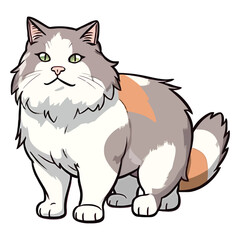 Playful Elegance: 2D Artwork Showcasing a Cute Mekong Bobtail Cat