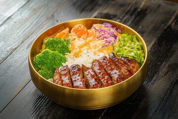 Special Chinese Fast Food Pan-Fried Pork Chop Rice