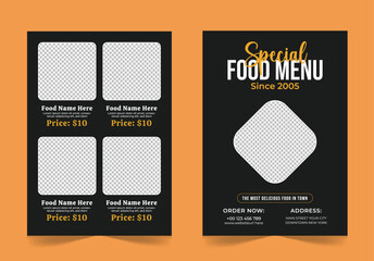  Restaurant cafe food menu card design template, Fast food menu card design, food flyer template