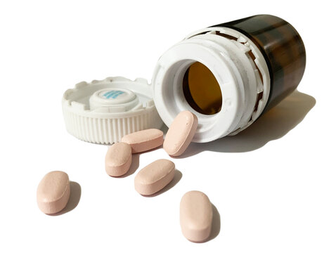 pills and bottle, isolated commercial photo, transparent png