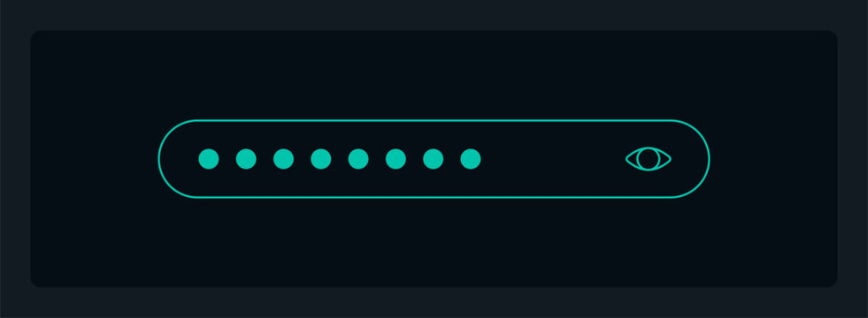 Reliable password input UI element template. Editable isolated vector dashboard component. Flat user interface. Visual data presentation. Web design widget for mobile application with dark theme