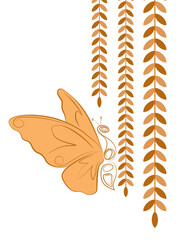illustration butterfly on a leaf 