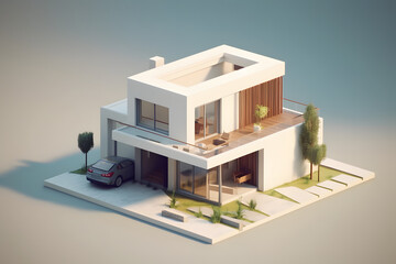 3d minimalist modern house Made with Generative AI