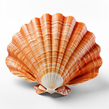 A single seashell on a white background. Generative AI