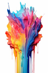 Multicolored rainbow neon ink on white background 