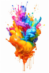 Fototapeta premium Multicolored rainbow neon ink on white background 
