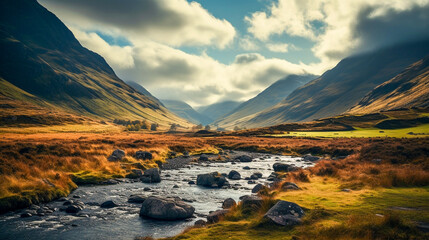 Majestic Scottish Highlands, breathtaking landscape, Generative AI