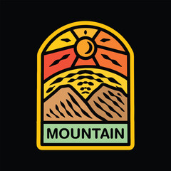 Premium Colorful Mountain Logo Design Emblem Vector illustration Circle badge symbol icon