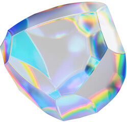 Chromatic dispersion abstract glass shape isolated on transparent background - 3D rendering