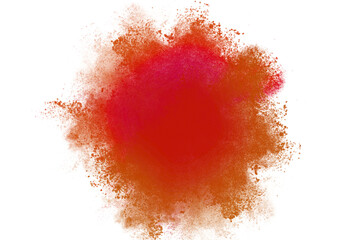 bright red holi paint color powder splatter background, Red powder explosion on transparent...
