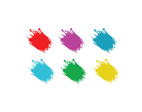 set of splash colorful water clors on white background
