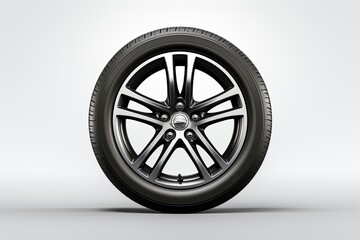 Car wheel side view, white background