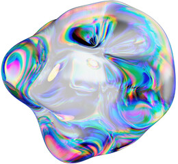 Chromatic dispersion abstract glass shape isolated on transparent background - 3D rendering