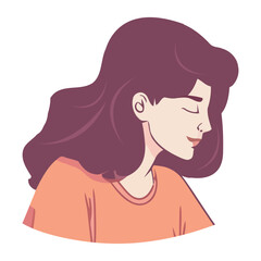 A cute cartoon avatar of a smiling young adult woman